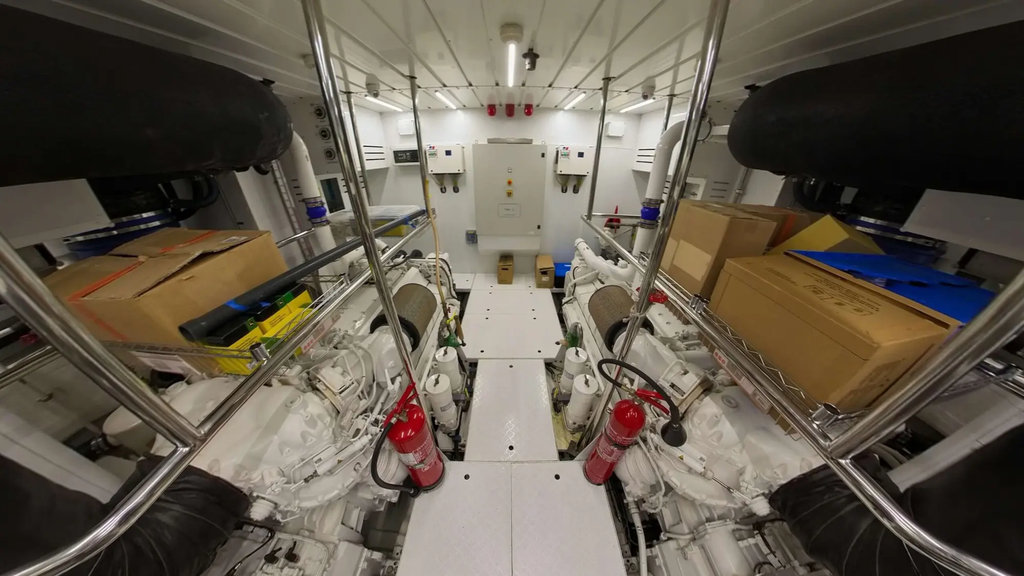 Engine room of a superyacht photographed for a 360° tour
